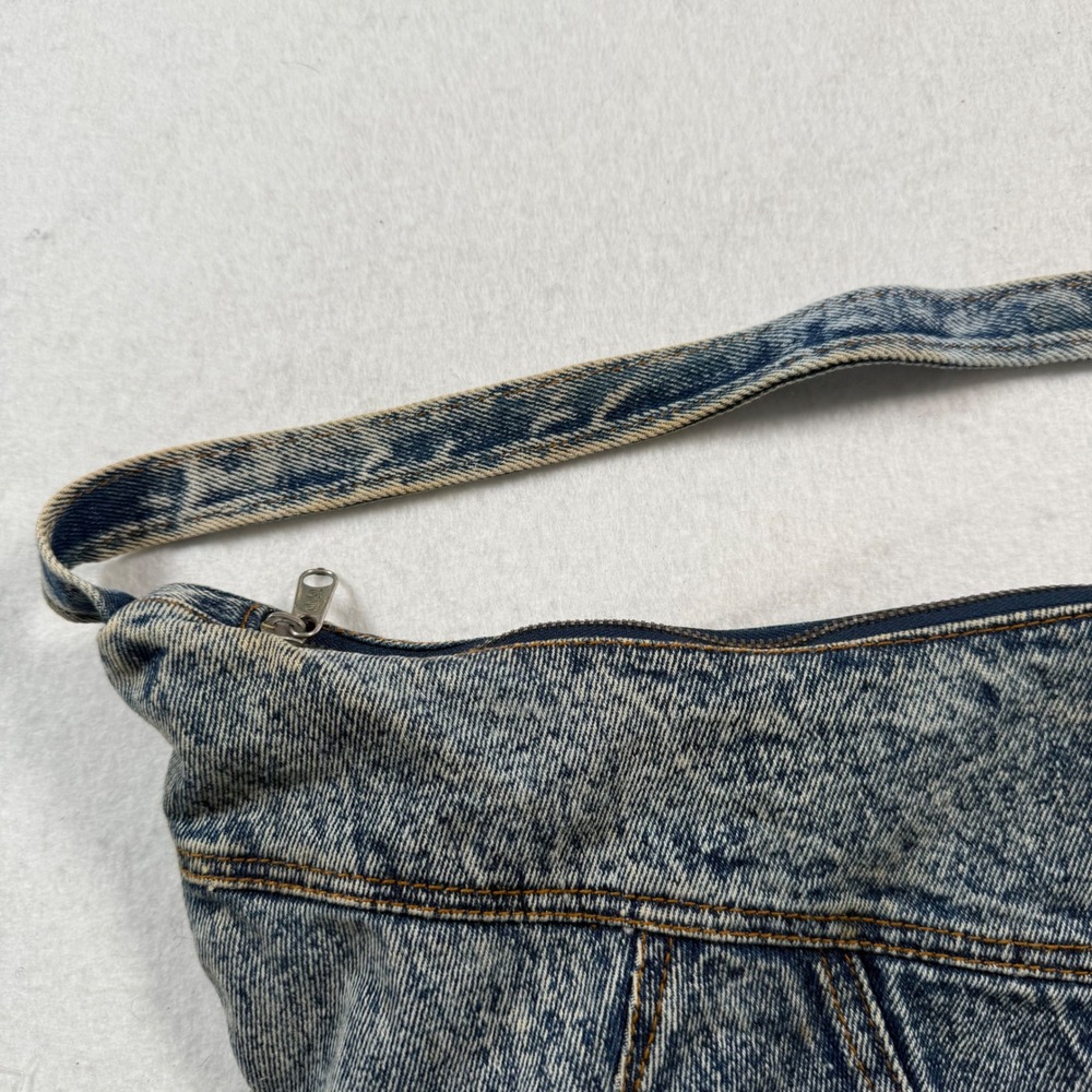 Vintage Mitzi Acid Wash Denim Hobo Shoulder Bag Blue 80s Retro Western Boho - Picture 4 of 12
